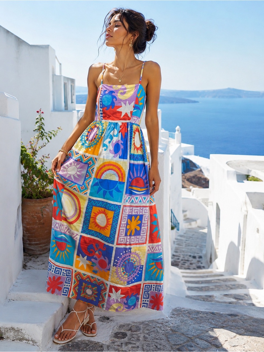 Japna Colorburst Mediterranean Maxi Dress – Size Small